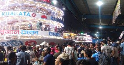Barisal ferry terminal brim with Eid rush