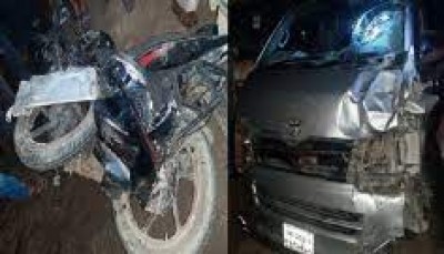 Three killed as microbus hits bike in Pabna