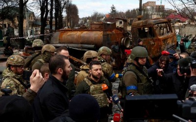 Global outcry at ‘war crime’ killings near Kyiv as frontline shifts
